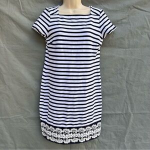 Talbots Black and White Striped Mini Dress